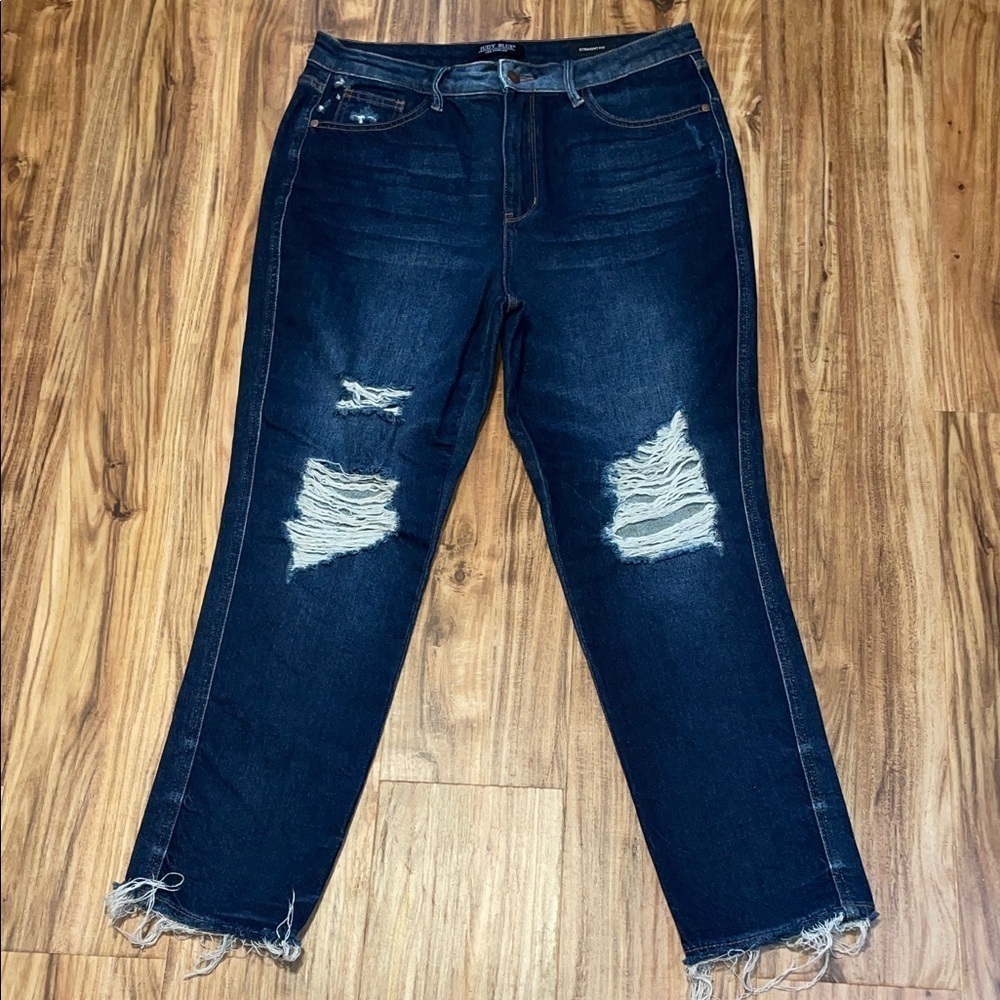 Judy Blue women’s jeans 13 31 blue high rise  crop ankle Straight fit stretch